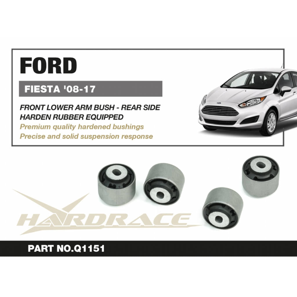 HARDRACE Q1151 Front Lower Arm Bushing,Rear (Harden Rubber) - 2PCS / SET for FORD FIESTA MK6 '08-17 / MAZDA2 DE 08-14 Photo-1 