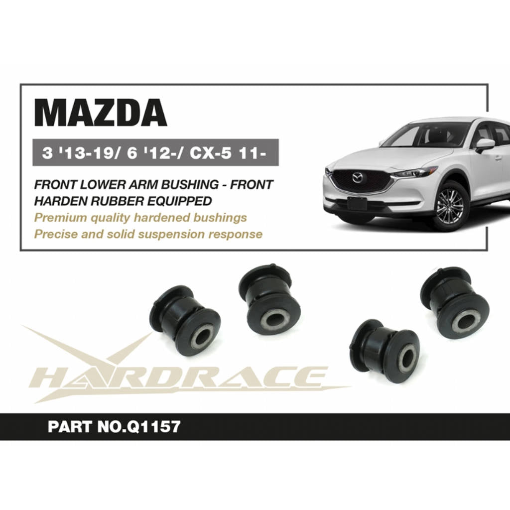 HARDRACE Q1157 Front Lower Arm Bushing, Front (Harden Rubber) - 2PCS / SET for MAZDA 3 '13-19 / 6 '12- / CX-5 11- Photo-1 