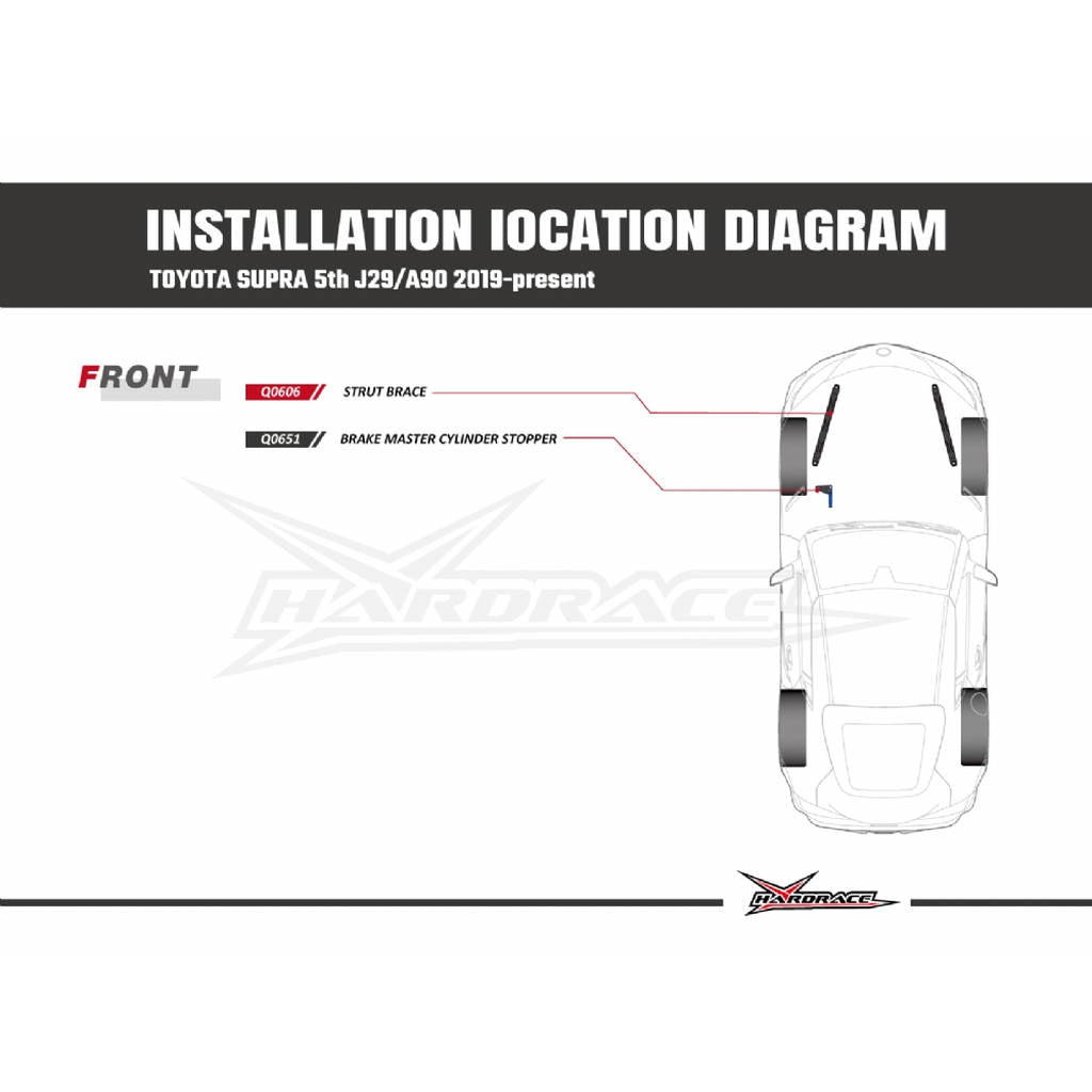 HARDRACE Q0606 Front STRUT Brace - 2PCS / SET for TOYOTA SUPRA A90 '19- Photo-1 