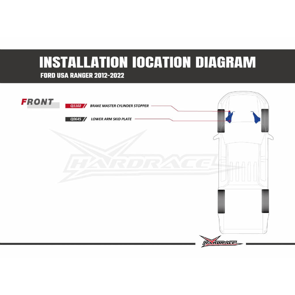 HARDRACE Q1102 Brake master cylinder stopper - 1PCS / SET for LHD MODELS for FORD RANGER '11- Photo-7 