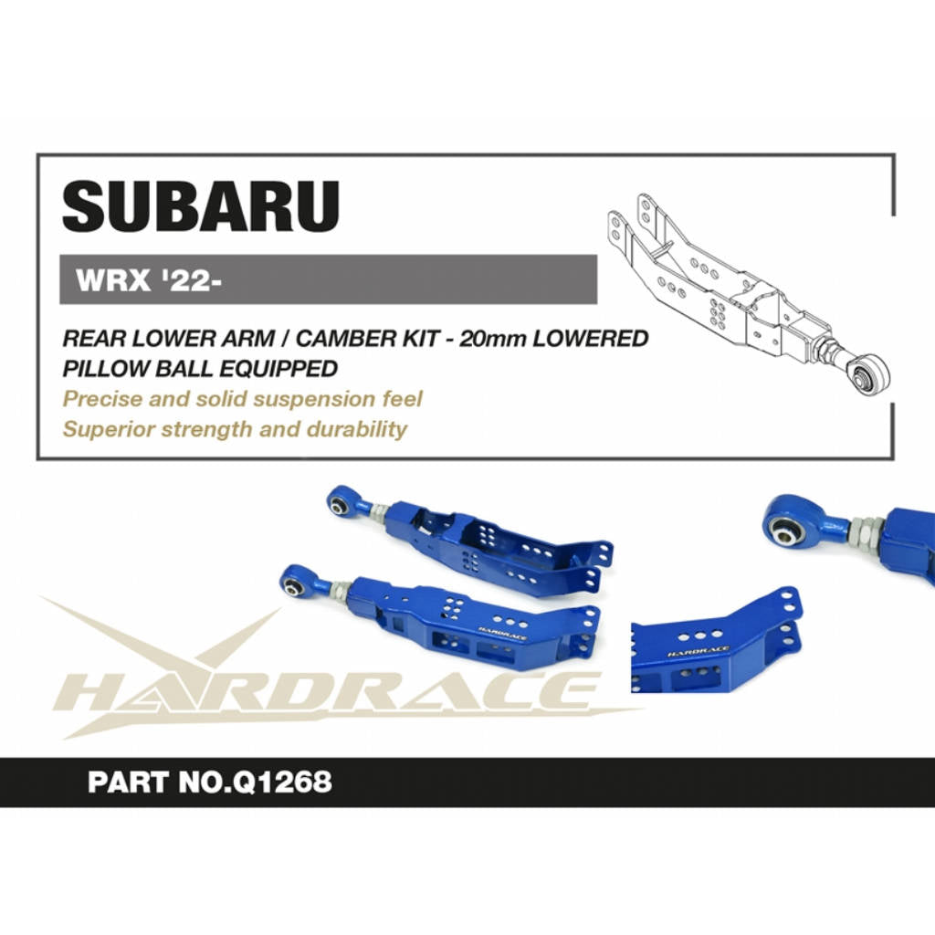 HARDRACE Q1268 Rear lower control arm / camber kit (pillow ball) (extreme lower / stance setup only) 2pcs / set for SUBARU WRX 2022+ Photo-1 