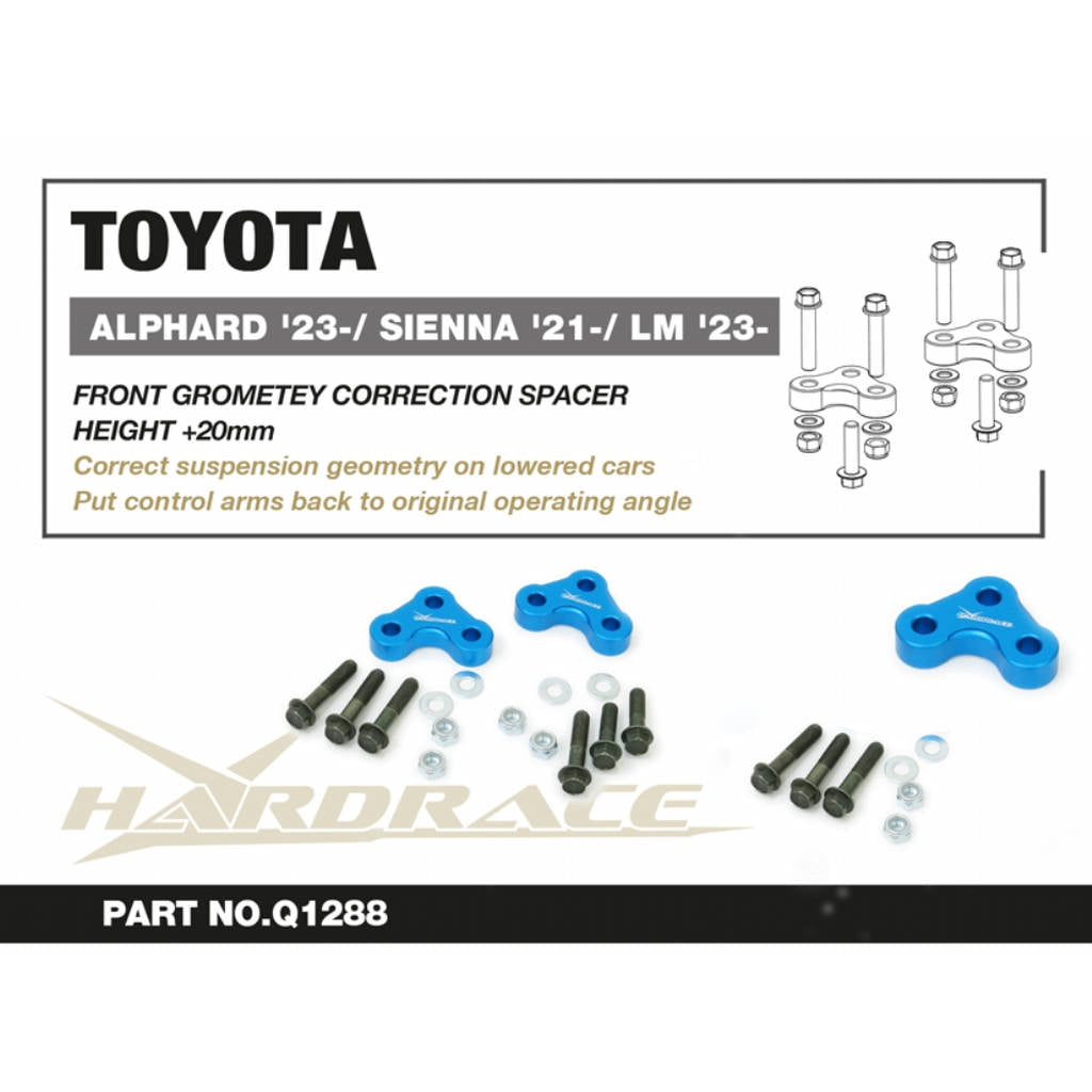 HARDRACE Q1288 Front geometry correction spacer (20mm correction) - 2 Pcs/Set for TOYOTA Alphard 2023+ / SIENNA 2021+ / LEXUS LM 2023+ Photo-1 