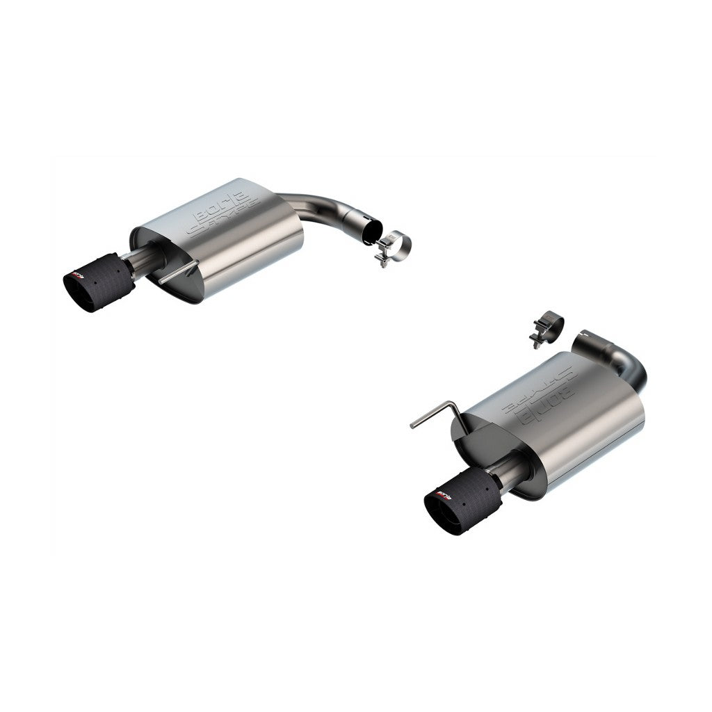 BORLA 11983CFBA Exhaust system Axle-Back S-type 2.5" S RD SE AC CFBA SR Tip: 4" RD X 6.62" Carbon fiber black anodized (Non-active exhaust) for FORD Mustang GT 5.0L V8 2024 Photo-0 