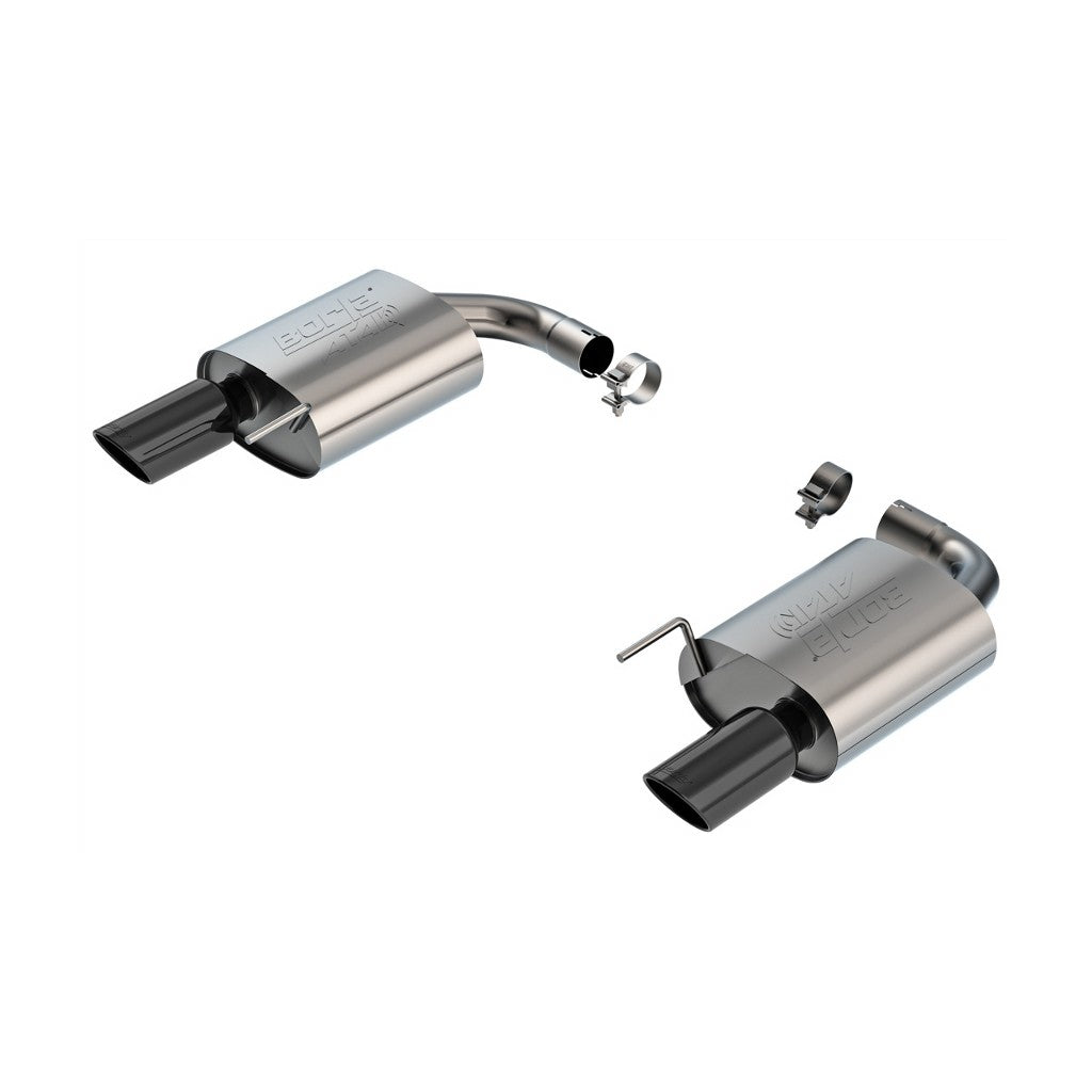 BORLA 11984BC Exhaust system Axle-Back ATAK 2.5" S RD RL AC BC SR Tip 4" RD X 9.75" Black chrome (Non-active exhaust) for FORD Mustang GT 5.0L V8 2024 Photo-0 