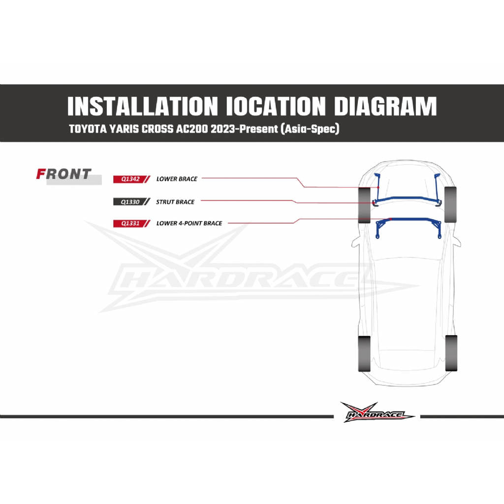 HARDRACE Q1342 Front lower brace - 2 Pcs/Set for TOYOTA Yaris Cross 2023+ Photo-6 