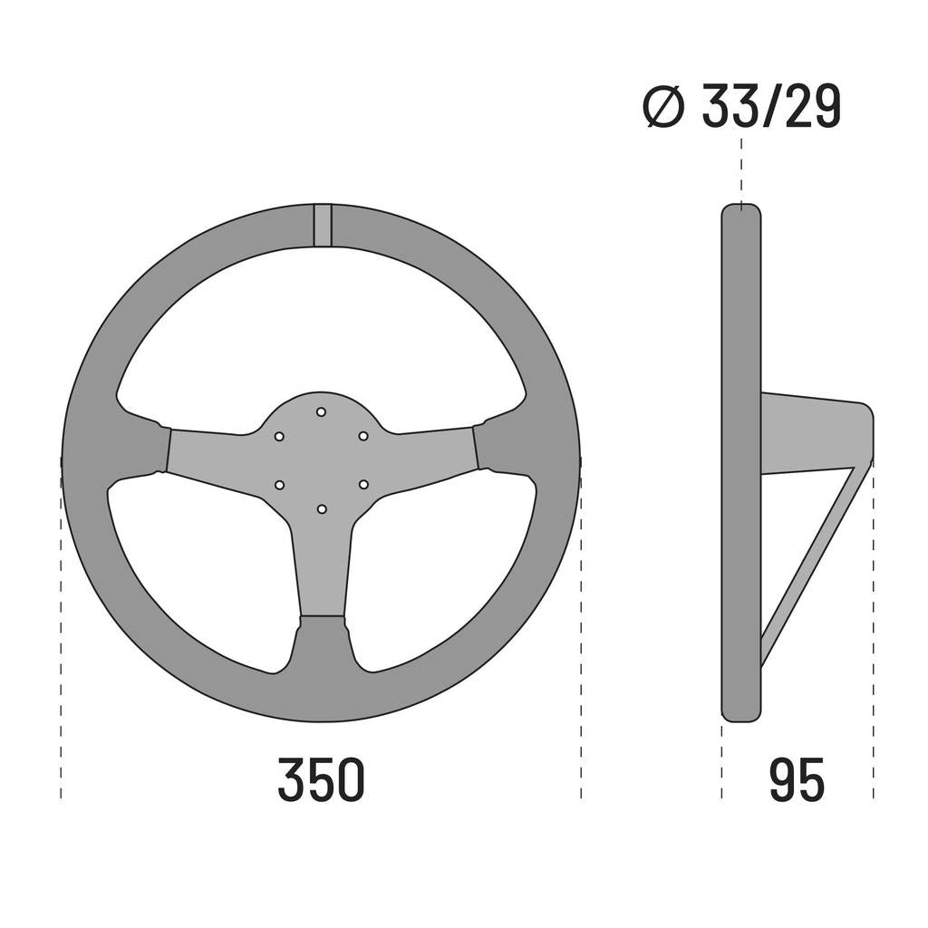 SPARCO 015R325CSN Steering Wheel R325, Suede, Black, Diam. 350mm, Reach 95mm Photo-2 