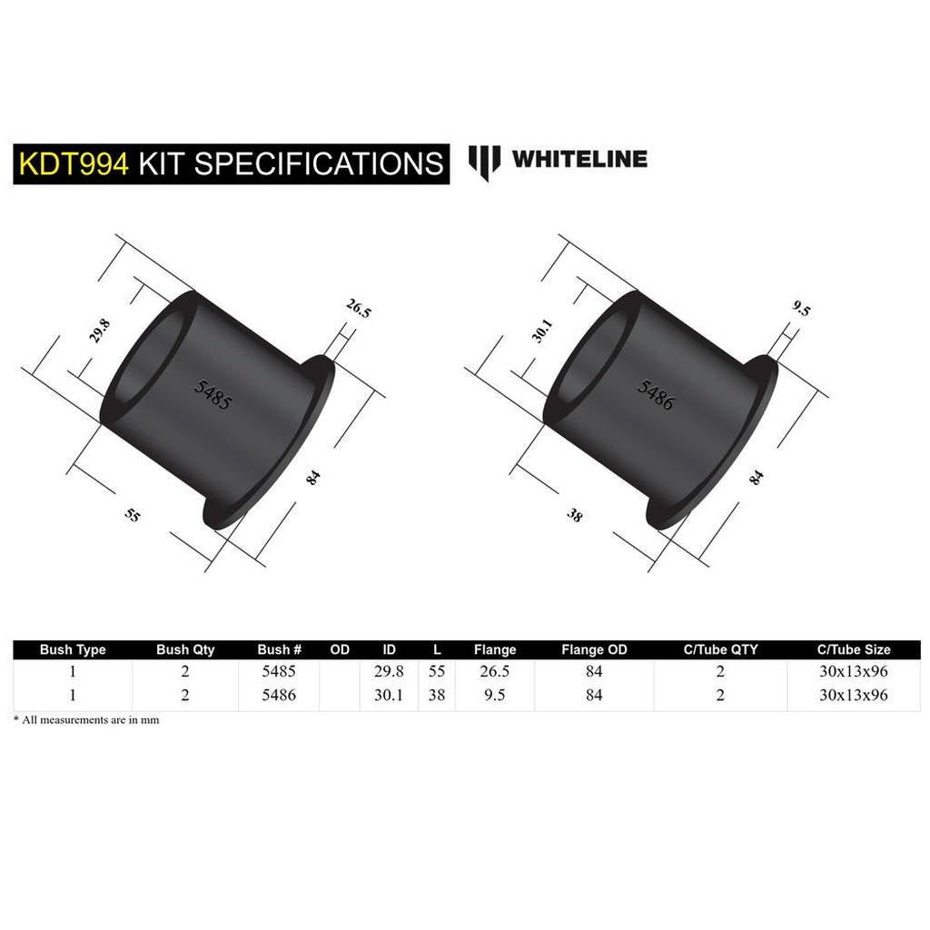 WHITELINE KDT994 Rear Beam Axle - Bushing Kit for Hyundai I20 N Photo-4 