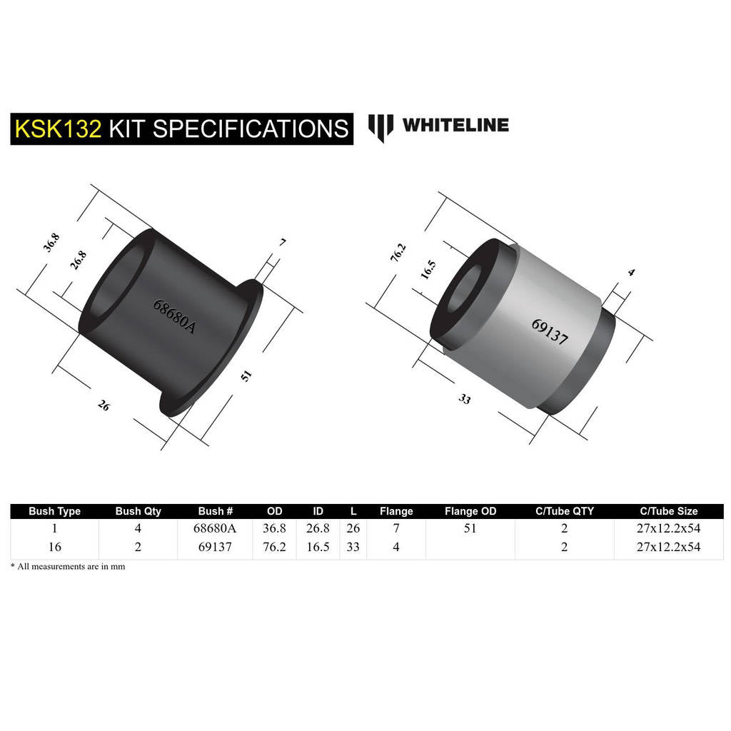 WHITELINE KSK132 Whiteline KTA262 Bushing Service/Refresh Kit Photo-5 