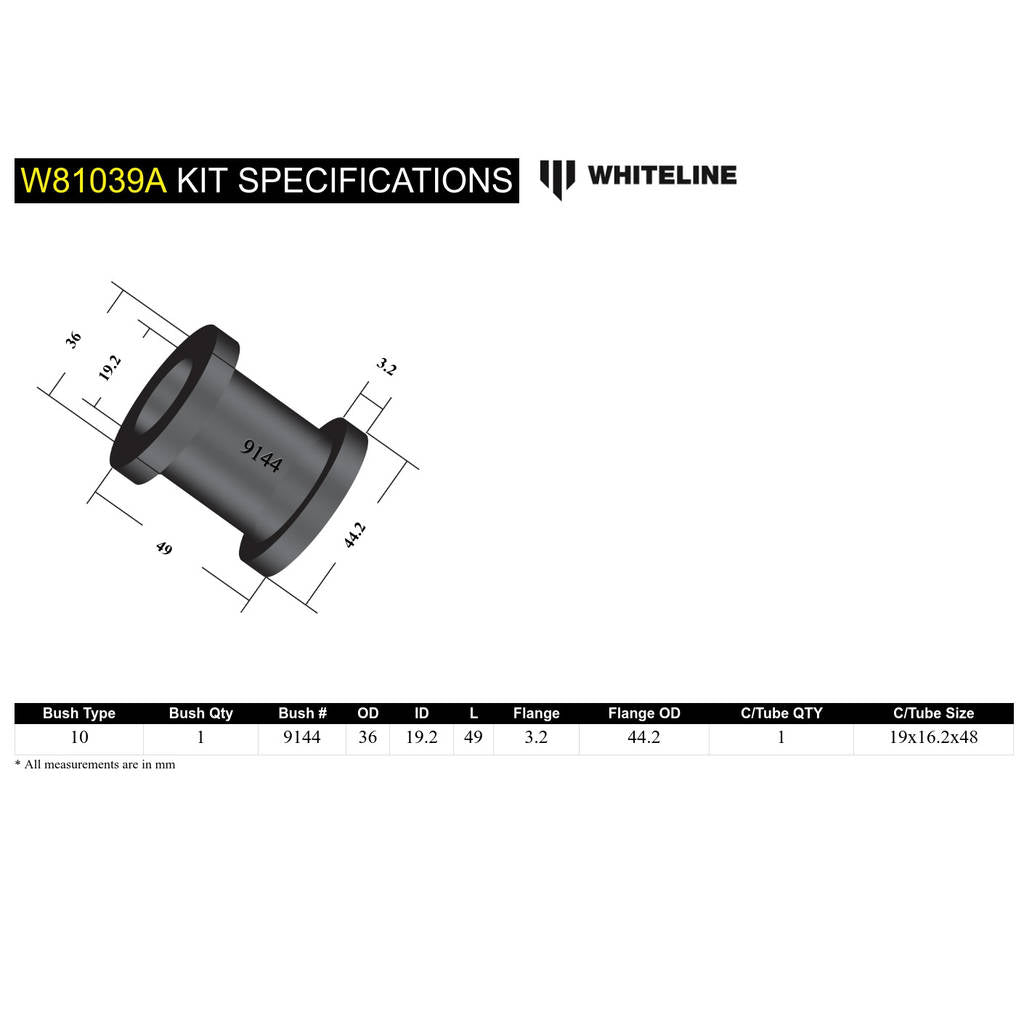 WHITELINE W81039A Rear Watts Link - Pivot Bushing Kit for Ford Falcon/Fairlane XE-AU Photo-4 