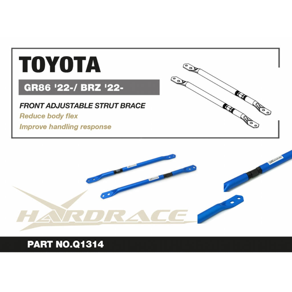 HARDRACE Q1314 Front Adjustable Strut Brace 2pcs for TOYOTA GR86 2021- / SUBARU BRZ 2021- Photo-4 