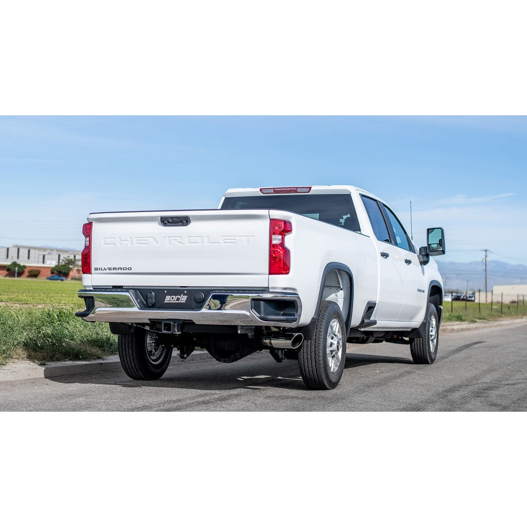 BORLA 140833 Cat-Back Exhaust System 3.50", S-Type (5.0" RD X 13.50" Bright Chrome Tips) for CHEVROLET Silverado 2500 / 3500 2020-2025, GMC Sierra 2500 / 3500 6.6L V8 2020-2025 Photo-1 