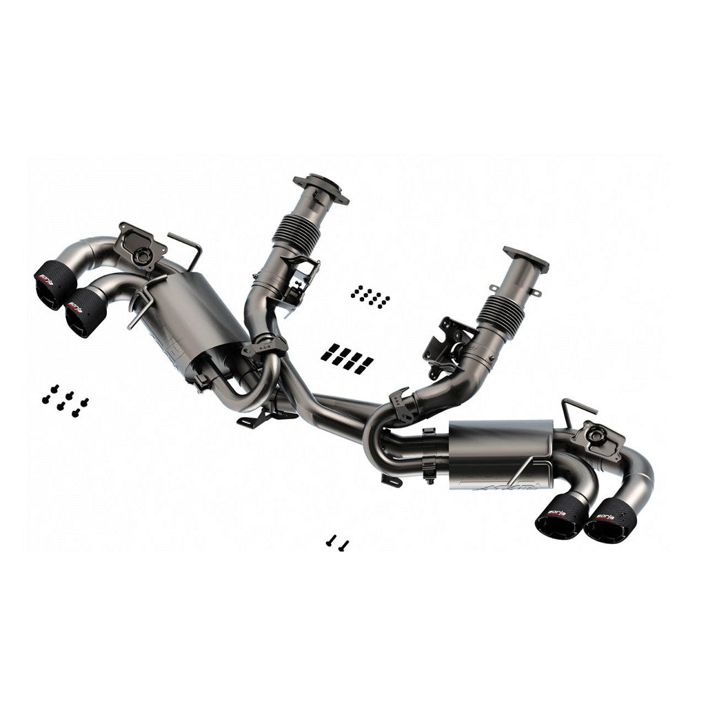 BORLA 140839CF Cat-Back Exhaust System 3", ATAK (4" RD X 4.5" Carbon Fiber Tips) for CHEVROLET Corvette (C8) 6.2L V8 2020-2024 Photo-2 