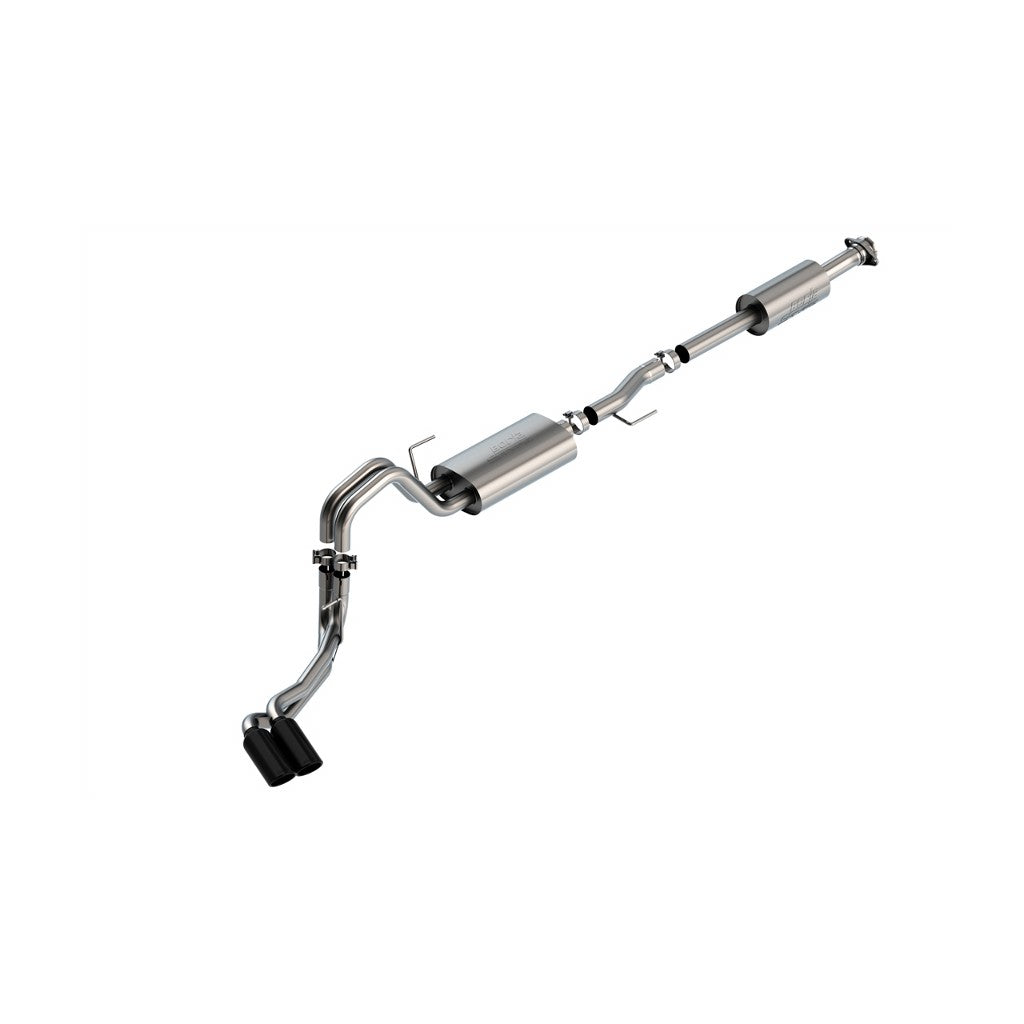 BORLA 140880BC Cat-Back Exhaust System 3", 2.25", S-Type (4" RD X 11" Black Chrome Tips) for FORD F-150 3.3L V6 2021-2023 Photo-0 
