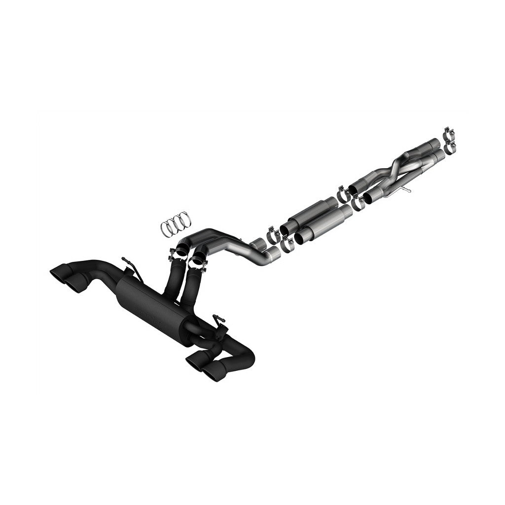 BORLA 140893CB Cat-Back Exhaust System 3.00", ATAK (4.0 RD X 4.75" And 4.0 RD X 6.0" Coated Black Tips) for JEEP Wrangler Rubicon 392 6.4L V8 2021-2023 Photo-0 