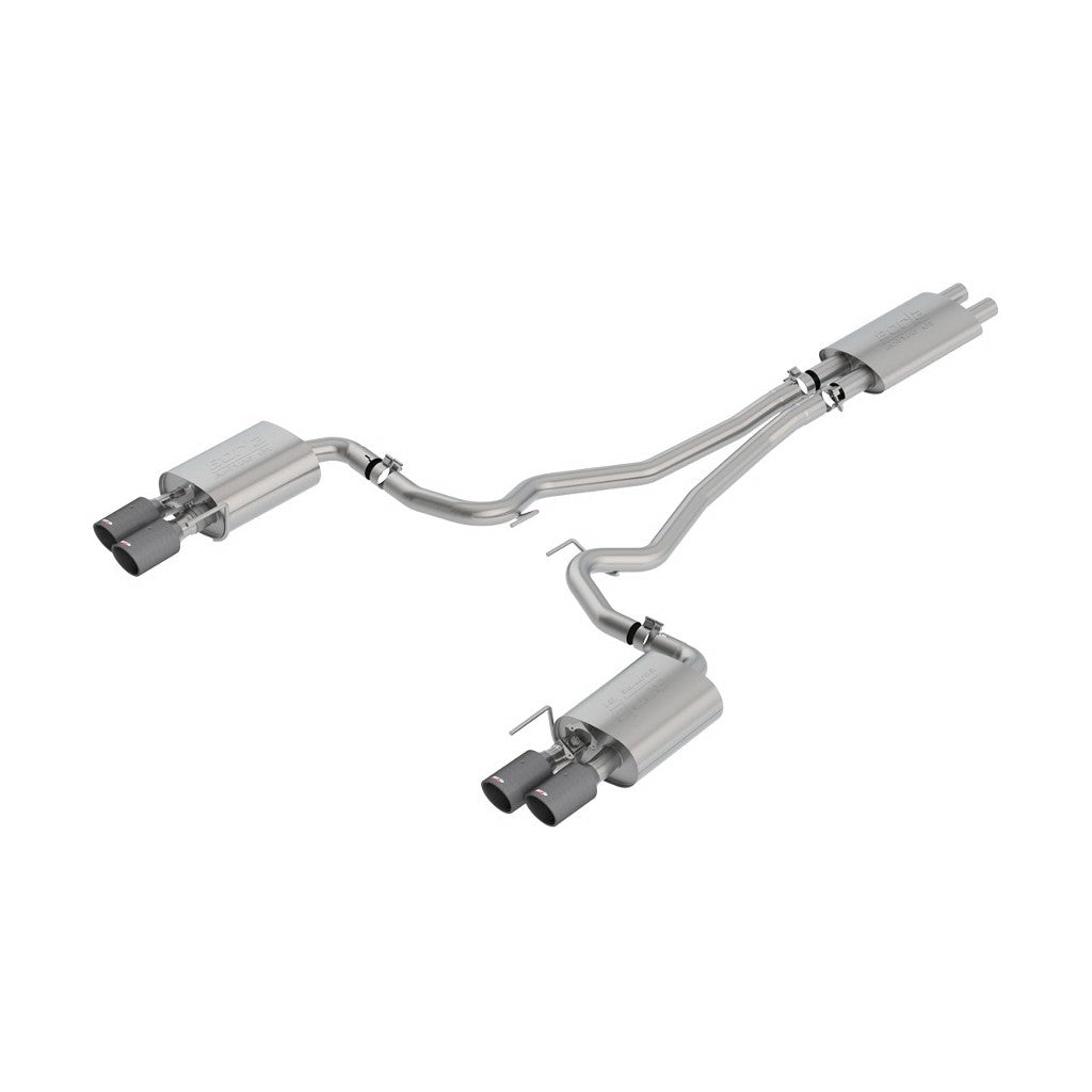 BORLA 1014045CF Cat-Back Exhaust System 2.5", Touring (4" RD X 9.5" And 4" RD X 6.2" Carbon Fiber Tips), With Valves for FORD Mustang GT 5.0L 2018-2023 Photo-0 