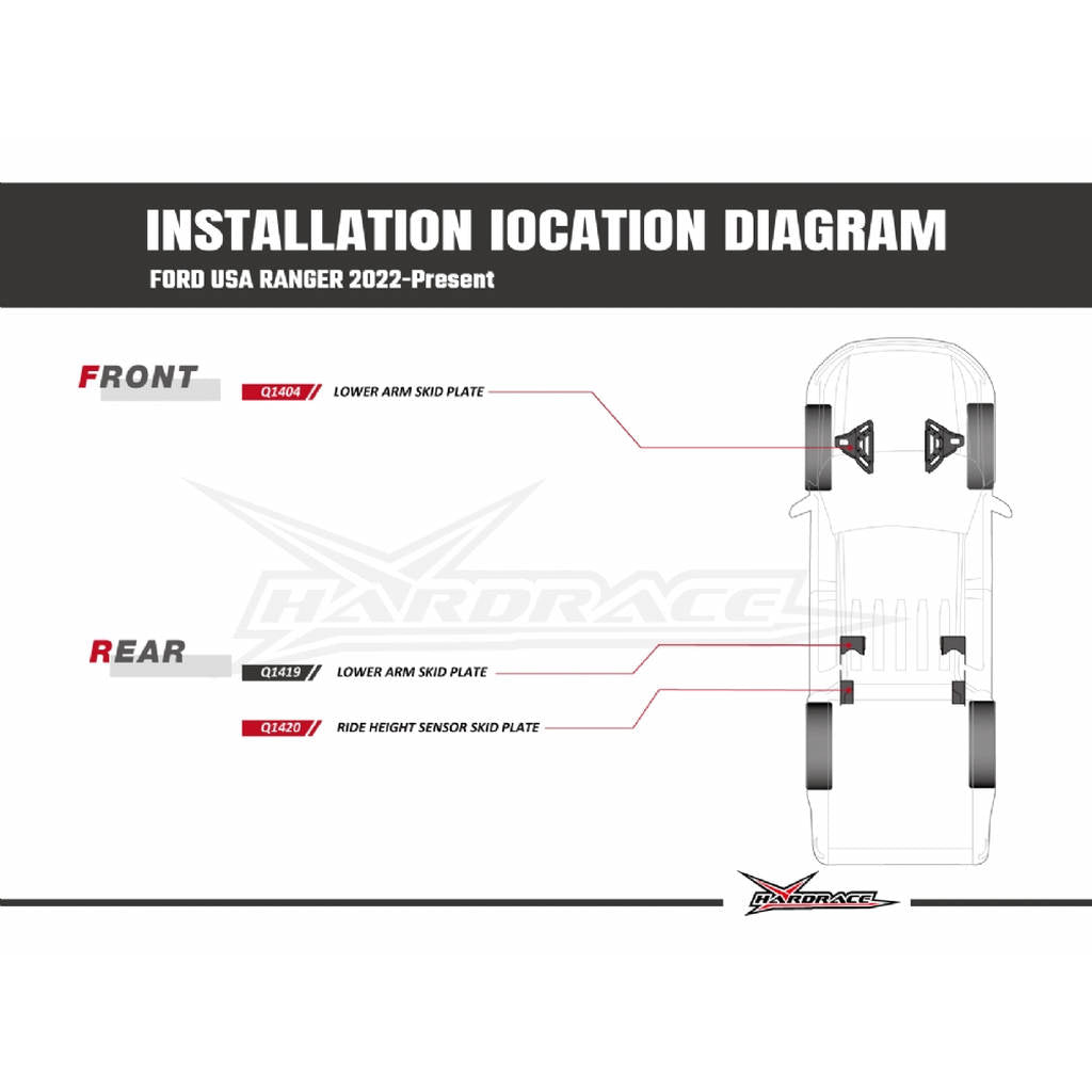 HARDRACE Q1419 Rear Lower Arm Skid Plate, 2pcs for FORD Ranger Raptor 2022- Photo-5 