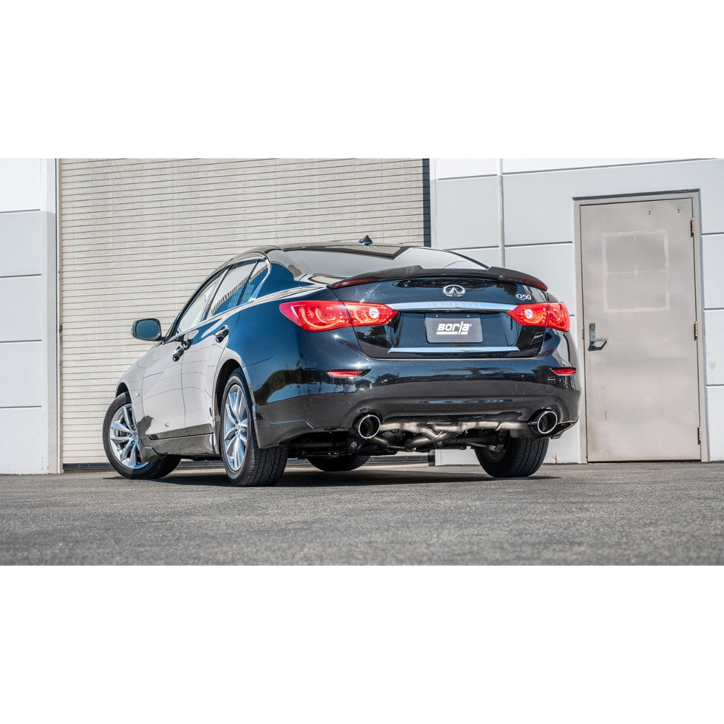 BORLA 140978 Cat-Back Exhaust System 2.50", ATAK (4.50" RD x 6.00" Bright Chrome Tips) for INFINITI Q50 3.0L V6 2016-2024 Photo-2 