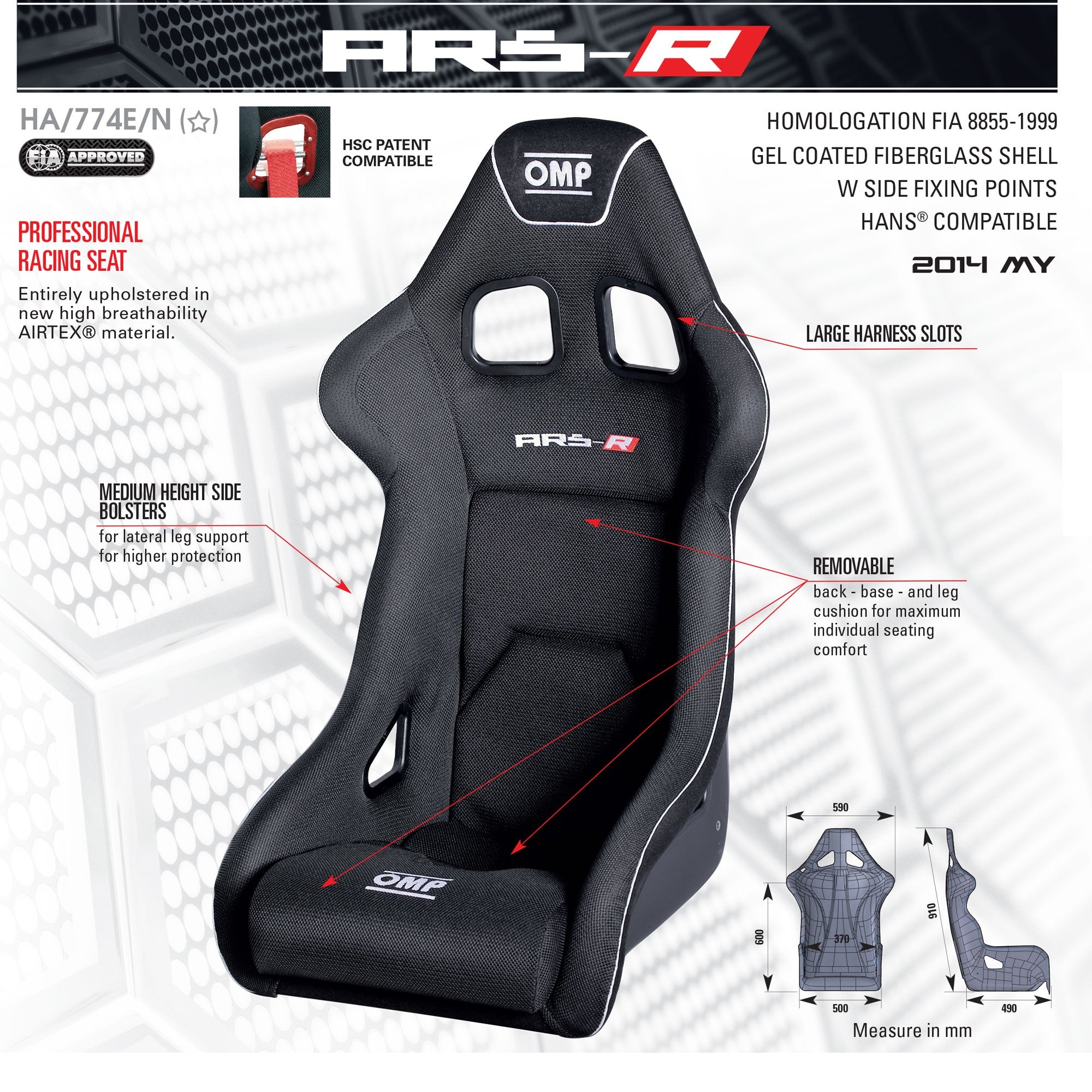 OMP HA0-0774-B01-071 (HA/774E/N) Seat (FIA) ARS-R, black Photo-1 