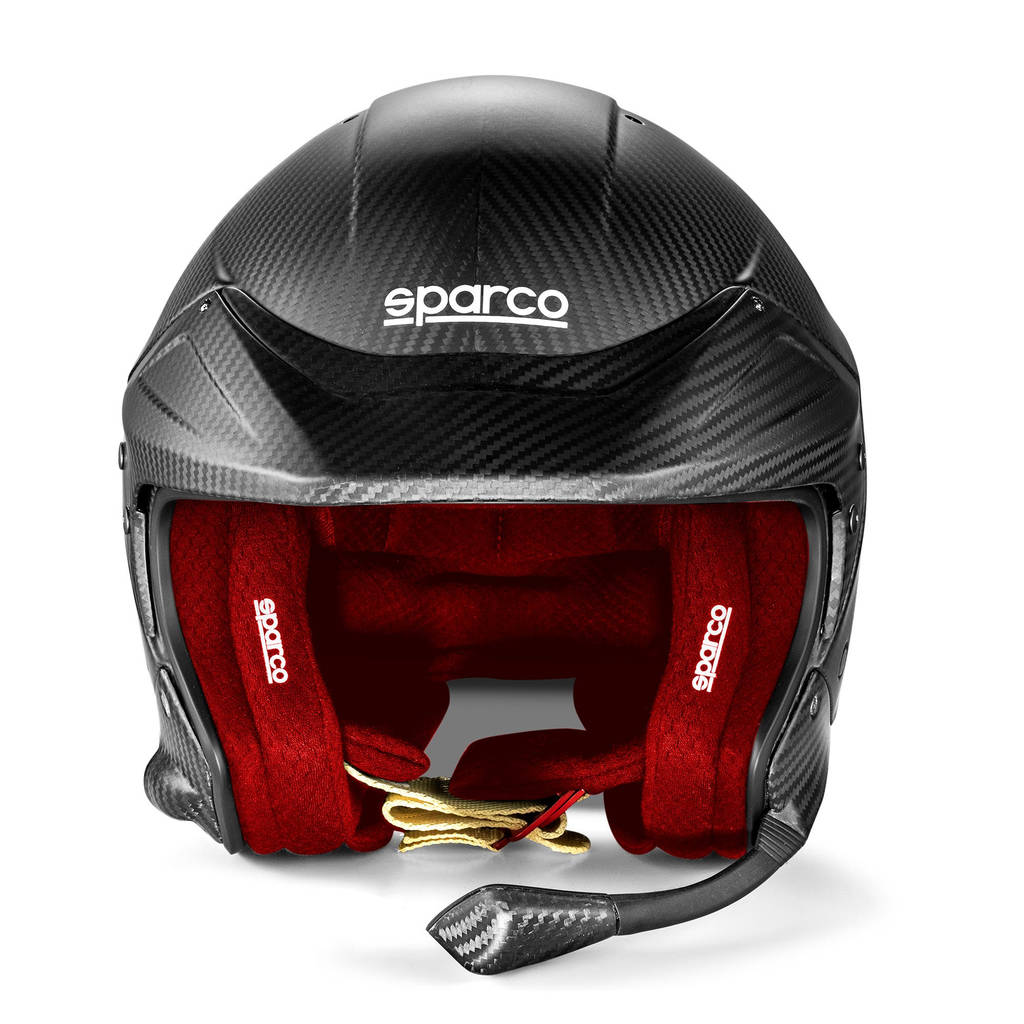 SPARCO BRH0001B0R010XS Open-Face Helmet Flux RJ-i Carbon 8859-2024, Red, Size XS Photo-1 
