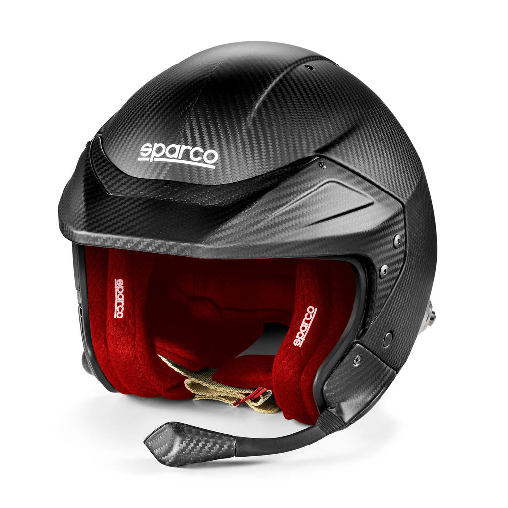 SPARCO BRH0001B0R0100S Open-Face Helmet Flux RJ-i Carbon 8859-2024, Red, Size S Photo-0 