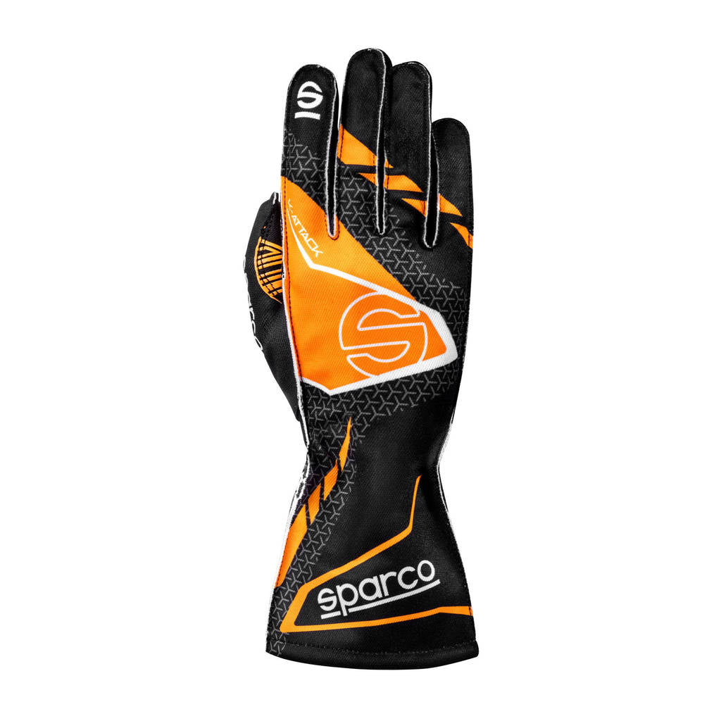 SPARCO BKG0004B0K04008 Karting Gloves K-Attack, Black / Fluo Orange, Size 8 Photo-0 