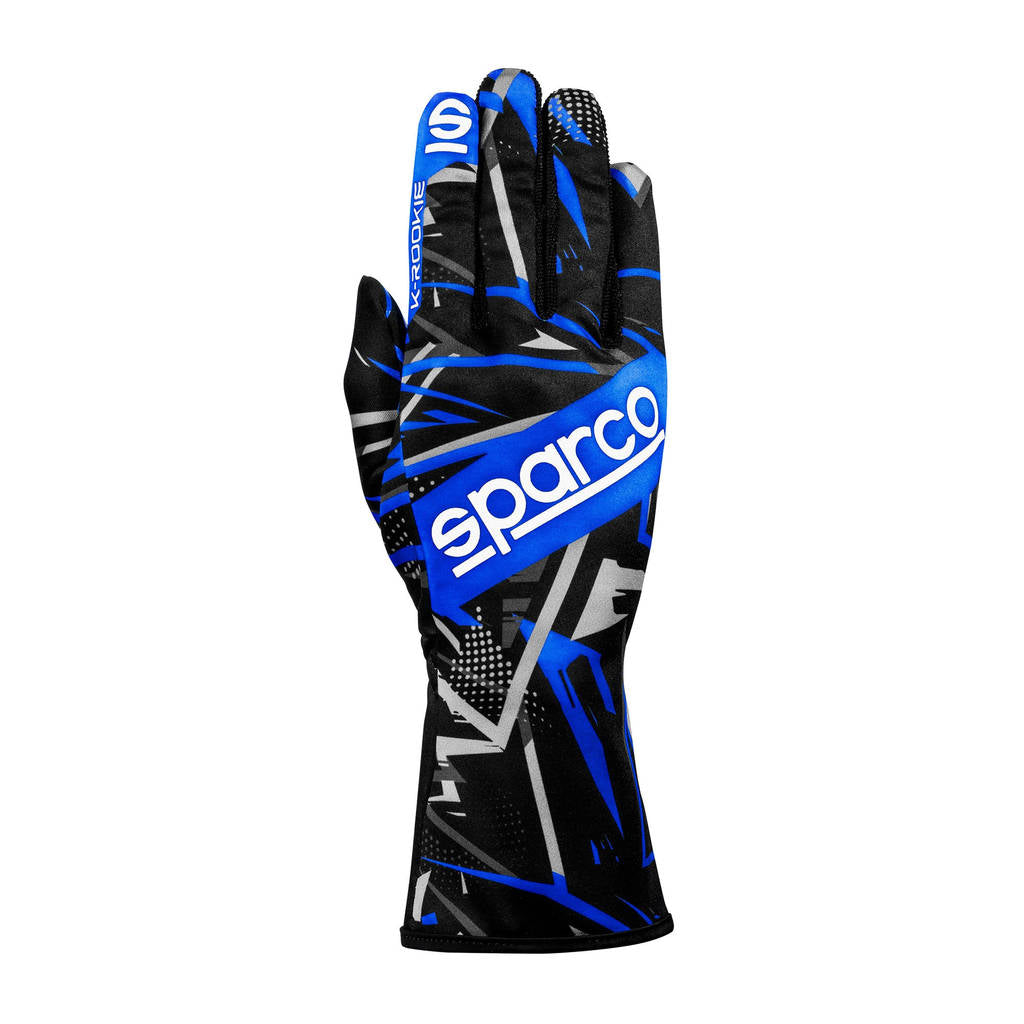 SPARCO BKG0001B0K16010 Karting Gloves K-Rookie, Black / Electric Blue, Size 10 Photo-0 
