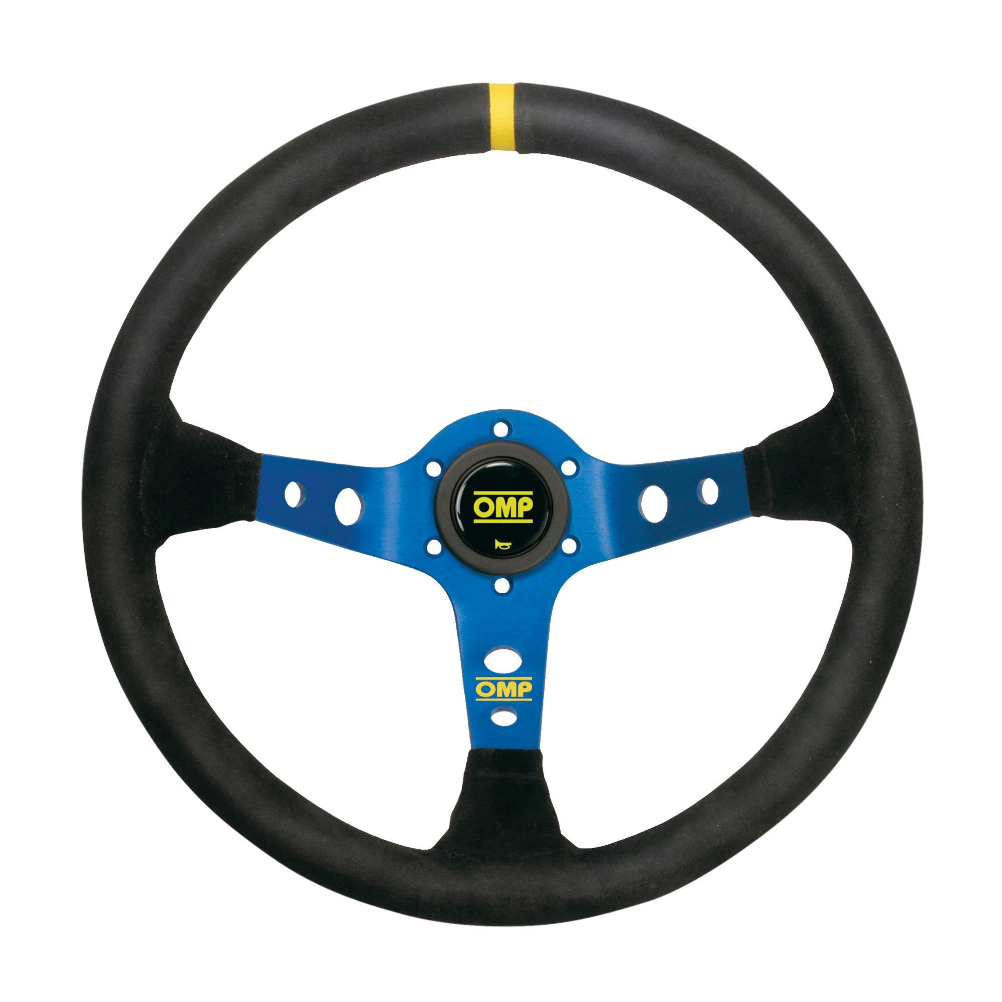 OMP OD0-1954-075 (OD/1954/BN) Steering wheel CORSICA, suede, black/blue (yellow stitching), diam.350mm, reach 95mm Photo-0 