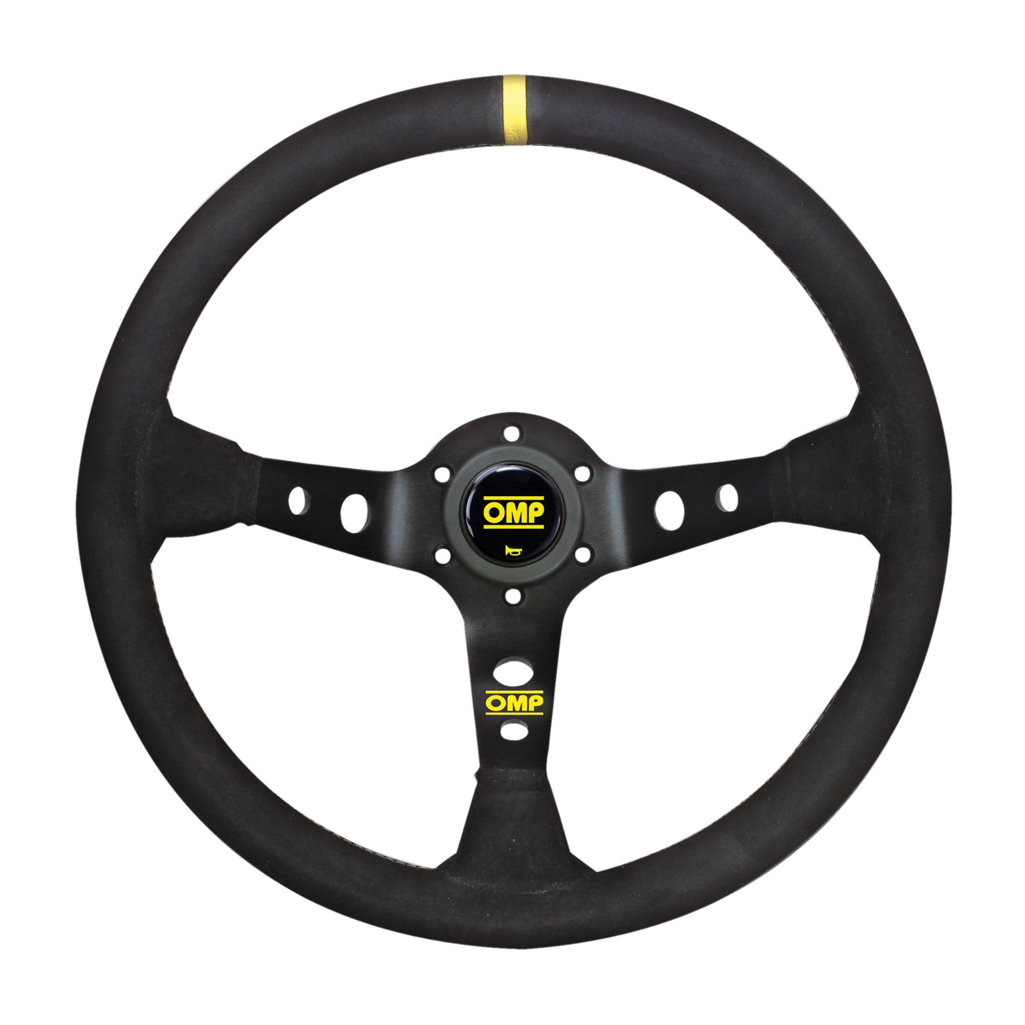 OMP OD0-1954-071 (OD/1954/N) Steering wheel CORSICA, suede, black/black (yellow stitching), diam.350mm, reach 95mm Photo-0 