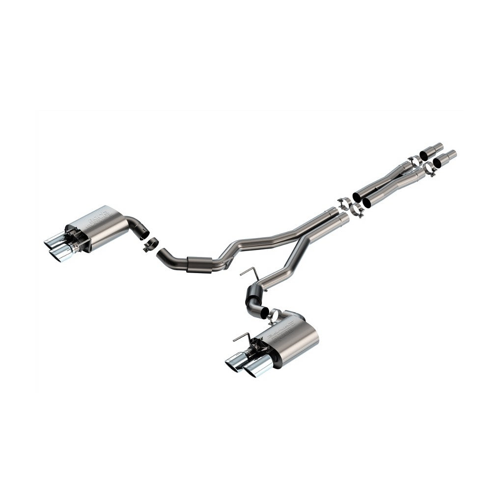BORLA 140962 Cat-Back Exhaust 3", S-Type (4" Bright Chrome Tips) for FORD Mustang GT 5.0L V8 2024- Photo-0 