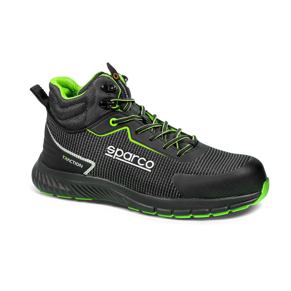 SPARCO BTB0029B0K15043 Mechanics Shoes Traction-H Naoki S3S, Black/Fluo Green, Size 43 Photo-0 
