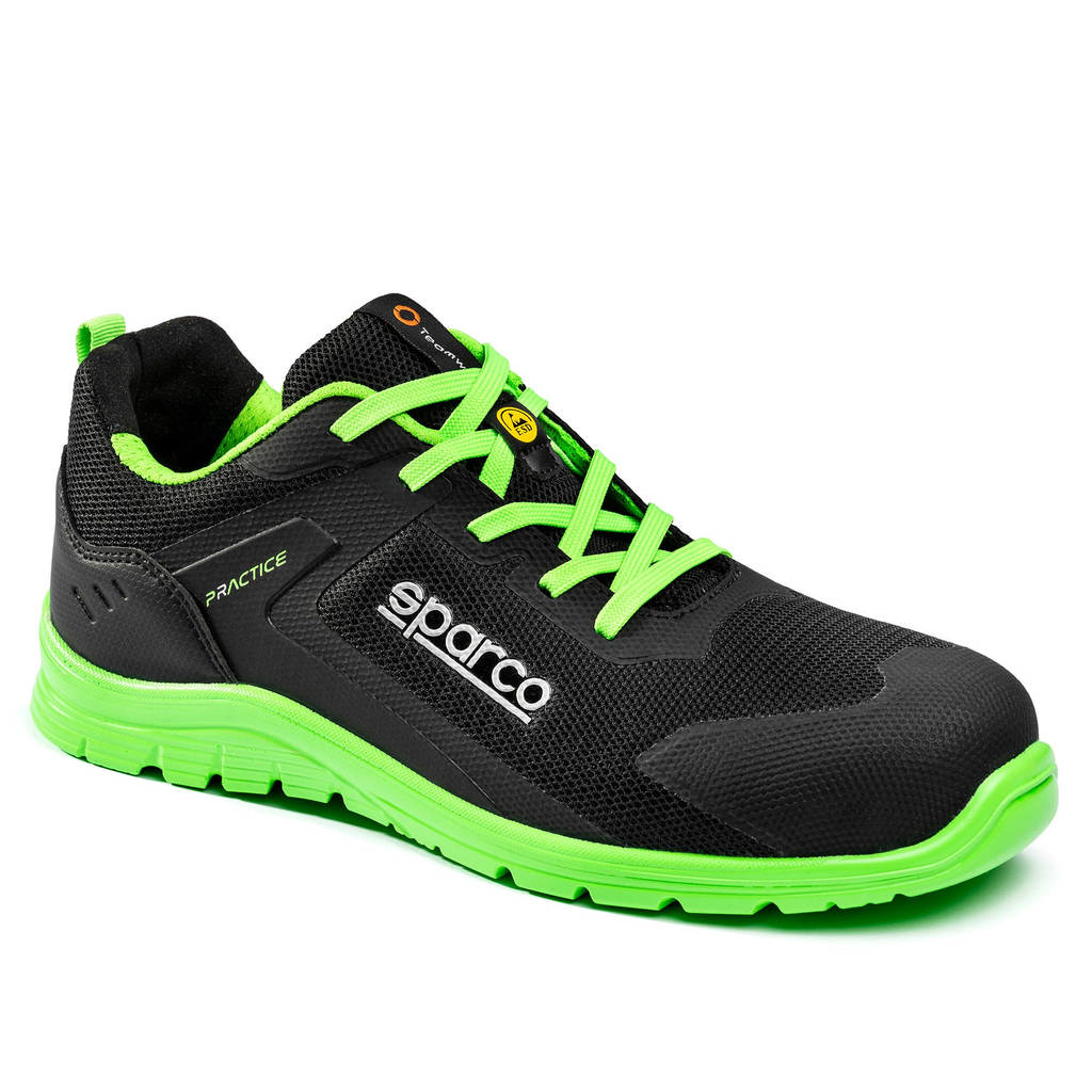 SPARCO BTB0047B0K15044 Mechanics Shoes Practice Rinus S1PS, Black/Fluo Green, Size 44 Photo-0 
