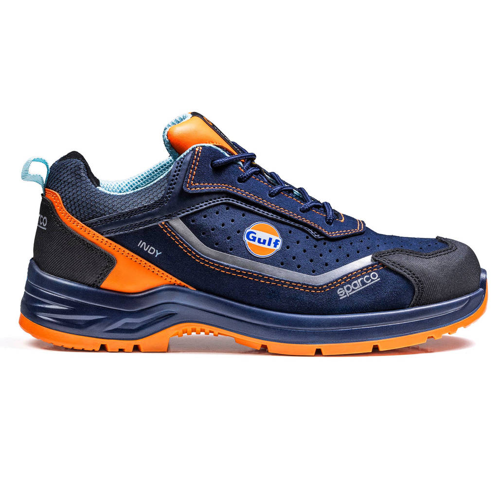 SPARCO 07538GU45BMAF Mechanics Shoes Indy Meteor Gulf S1PS, Navy Blue/Fluo Orange, Size 45 Photo-1 