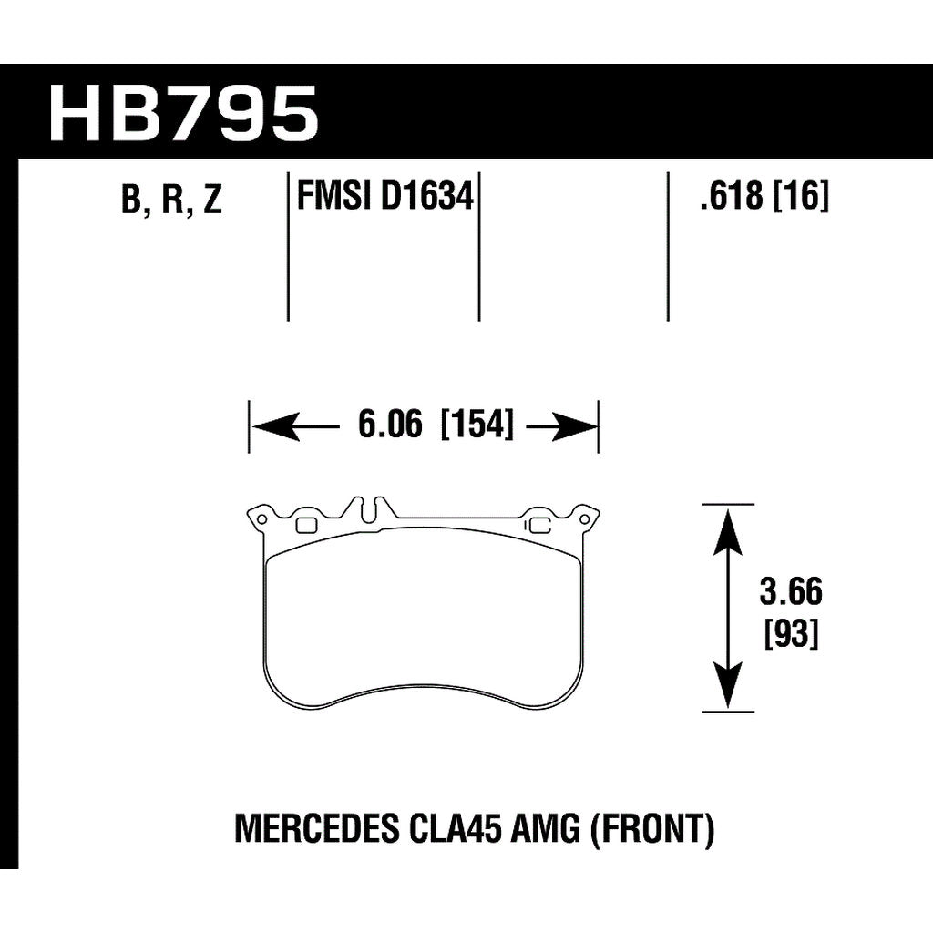 HAWK HB795N.618 Front Brake Pads Crossover HP Plus for MERCEDES-BENZ A-Class A45 AMG (W176) Photo-2 
