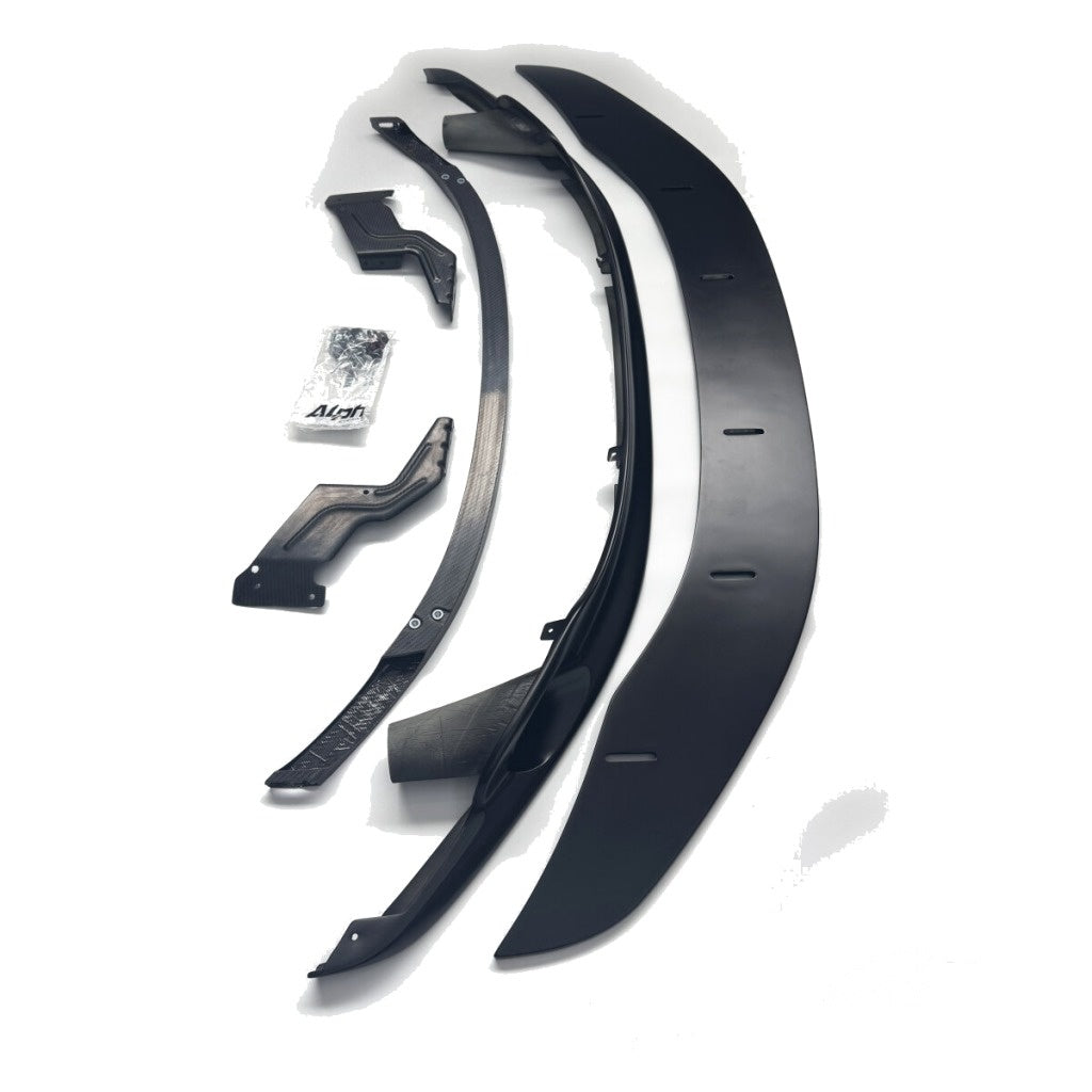 ALPHA-N AN-0643 Carbon Front Spoiler Matte Black with Brake Cooling / Adjustable Splitter for BMW M3 (E90 / E92) Photo-1 