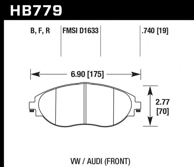 HAWK HB779F.740 Brake Pads HPS Front AUDI S3 2015-2019/VW Golf R 2015+/GTI Sport 2017+ Photo-0 