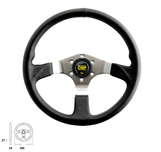 OMP OD0-2019-189 (OD/2019/LN) Steering wheel ASSO, leather, black, diam.350mm, reach 00mm Photo-0 