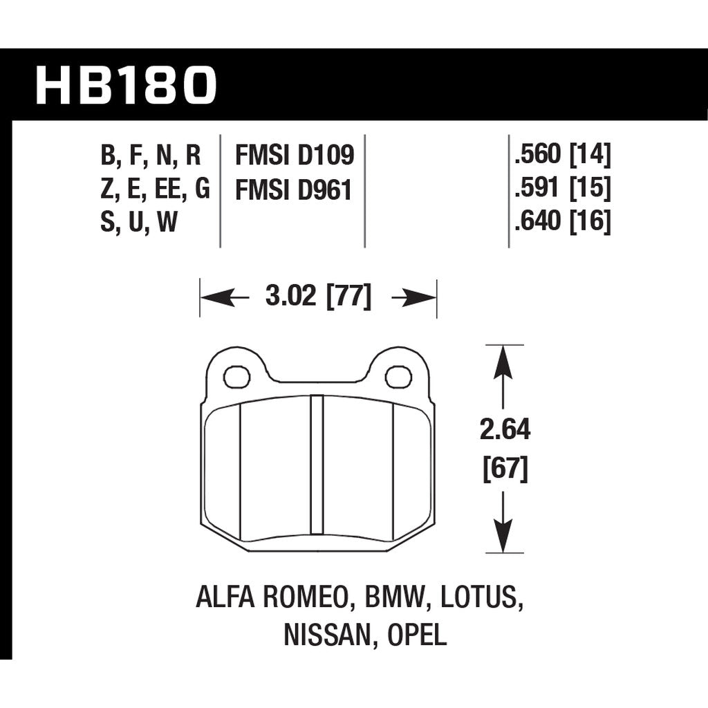 HAWK HB180N.560 Rear Brake Pads HP+ for SUBARU Impreza WRX STI 2004-2015 / TOYOTA (GT86 / GR86) / MITSUBISHI Lancer EVO 1996-2007 Photo-2 