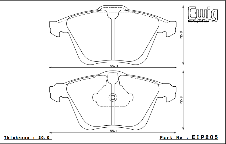 ENDLESS EIP205MX72 Front brake pads AUDI A3 3.2/S3 (8P)/TT 3.2/GOLF mk5 R32/mk6 Photo-0 