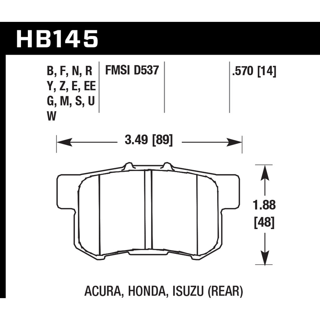 HAWK HB145F.570 Brake Pads HPS (F) Rear HONDA Accord (97-07)/S2000 (00-09)/Civic (03-13) Photo-2 