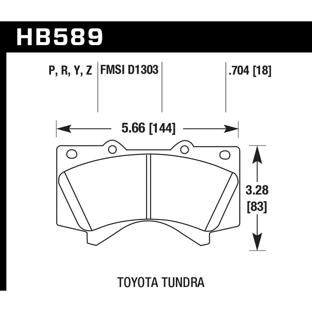 HAWK HB589Z.704 Front brake pads TOYOTA LC200/SEQUOIA/TUNDRA/LEXUS LX570 Photo-1 