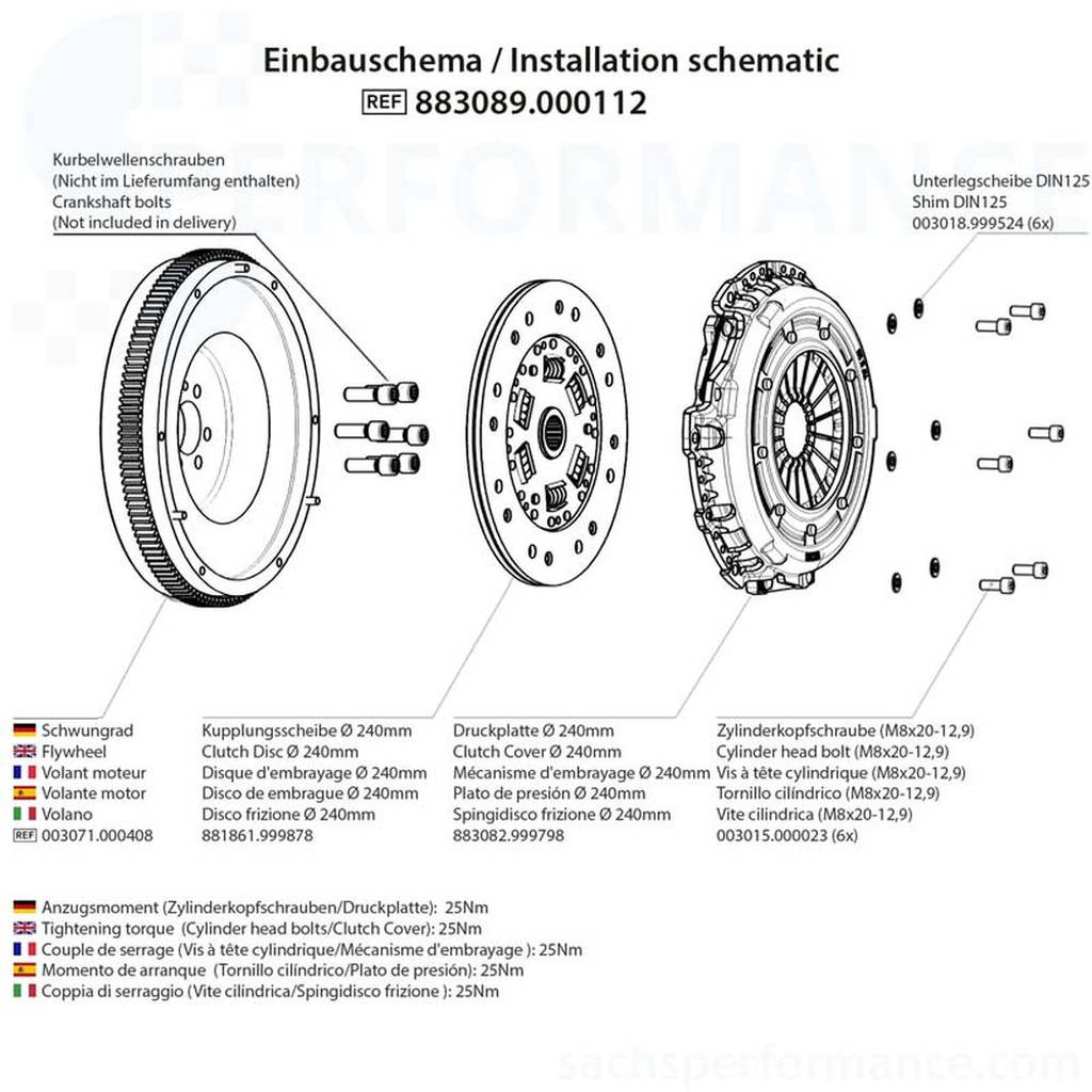 SACHS PERFORMANCE 883089000112 RCS Performance Clutch Kit and One Mass Flywheel Photo-1 