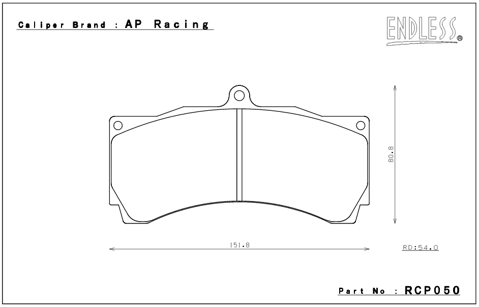 ENDLESS RCP050MA45B Brake pads 25mm 6-Piston AP Racing caliper CP3558/4284/5555/9660 RD54 Photo-1 