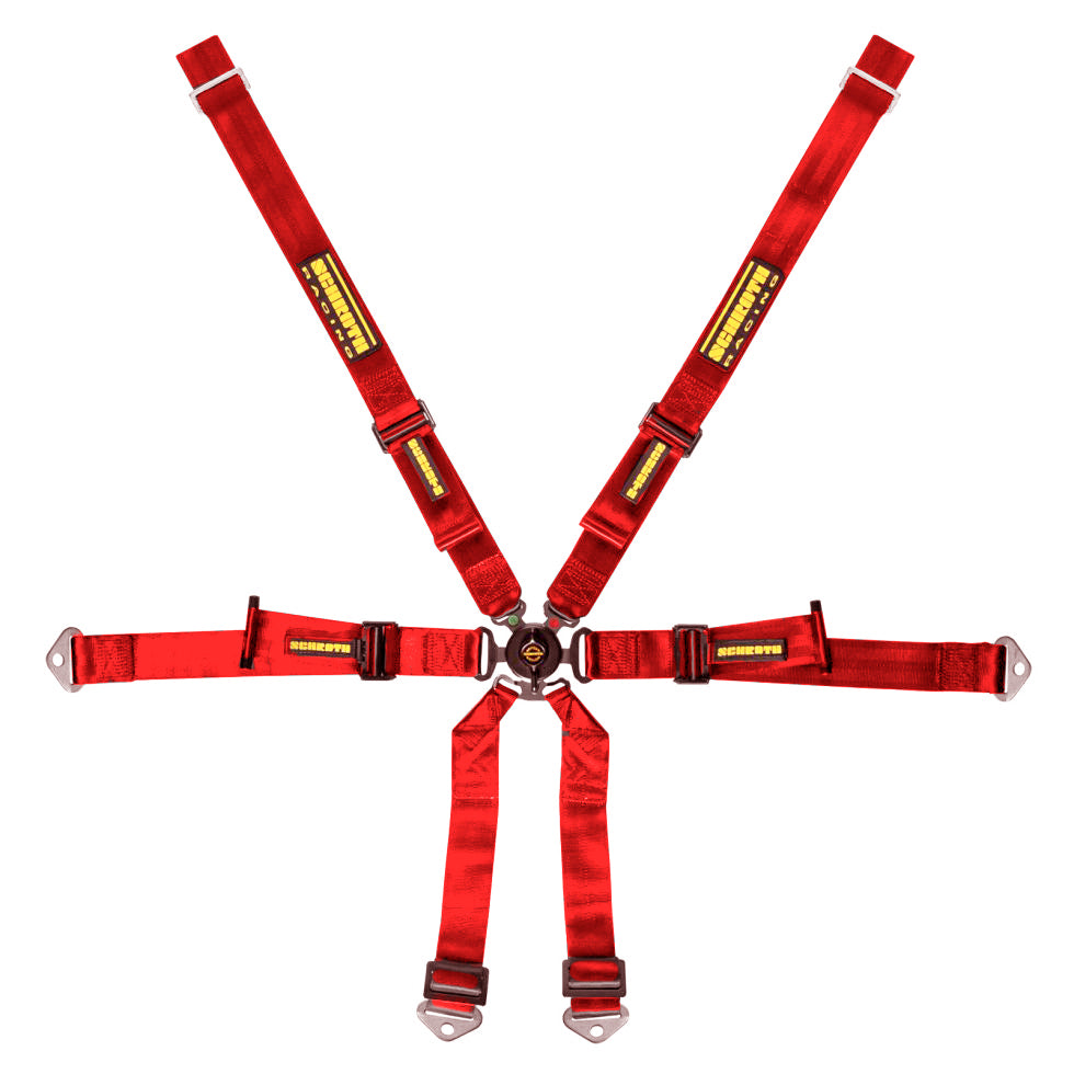 SCHROTH 94660-2 Seat Belt Profi 6-point 2" (50 mm) 2x2 Red for PORSCHE (991) Photo-0 