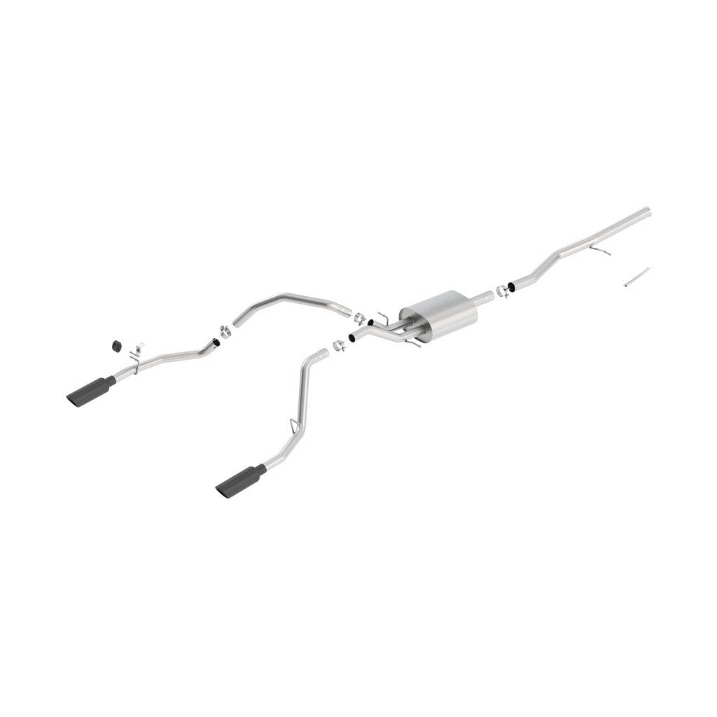 BORLA 140538BC Cat Back Exhaust System, Silverado / Sierra V8-5.3L, Crew Cab Standard Bed (78.7") 153.0" WB, Tip №49, 2014-16, sound Touring Photo-0 