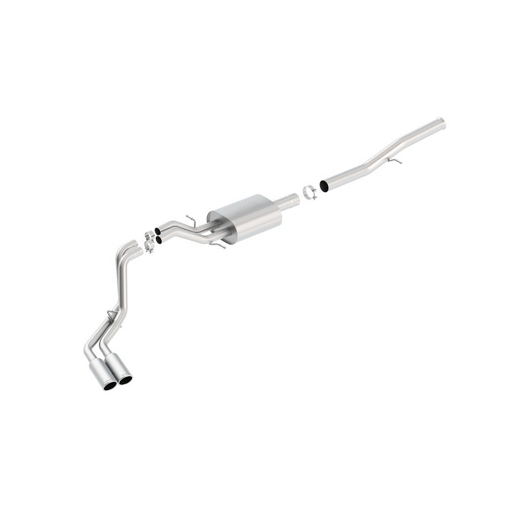 BORLA 140576 Cat Back Exhaust System, Silverado / Sierra V8-6.2L, Ext. Cab Standard Bed (78.7") Crew Cab Short Bed (69.3") 143.5" WB, Tip №18, 2014-16, sound S-Type Photo-0 