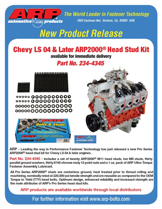 ARP 234-4345 Head Stud Kit for Gen III/IV LS Series small block (2004 & later) w/ all same length studs. ARP2000. 12pt Photo-2 