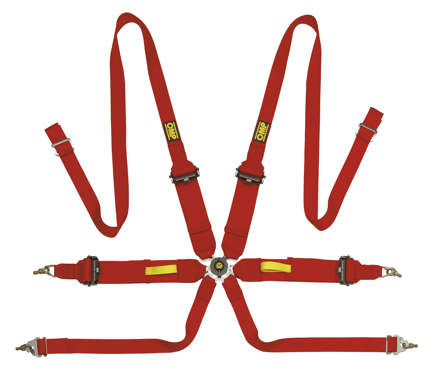 OMP DA0-0203-A02-061 (DA0203HL061) Seat belts TECNICA 3+2, alum. Reg., 2/3-2-2 ", FIA 8853-2016, red Photo-0 