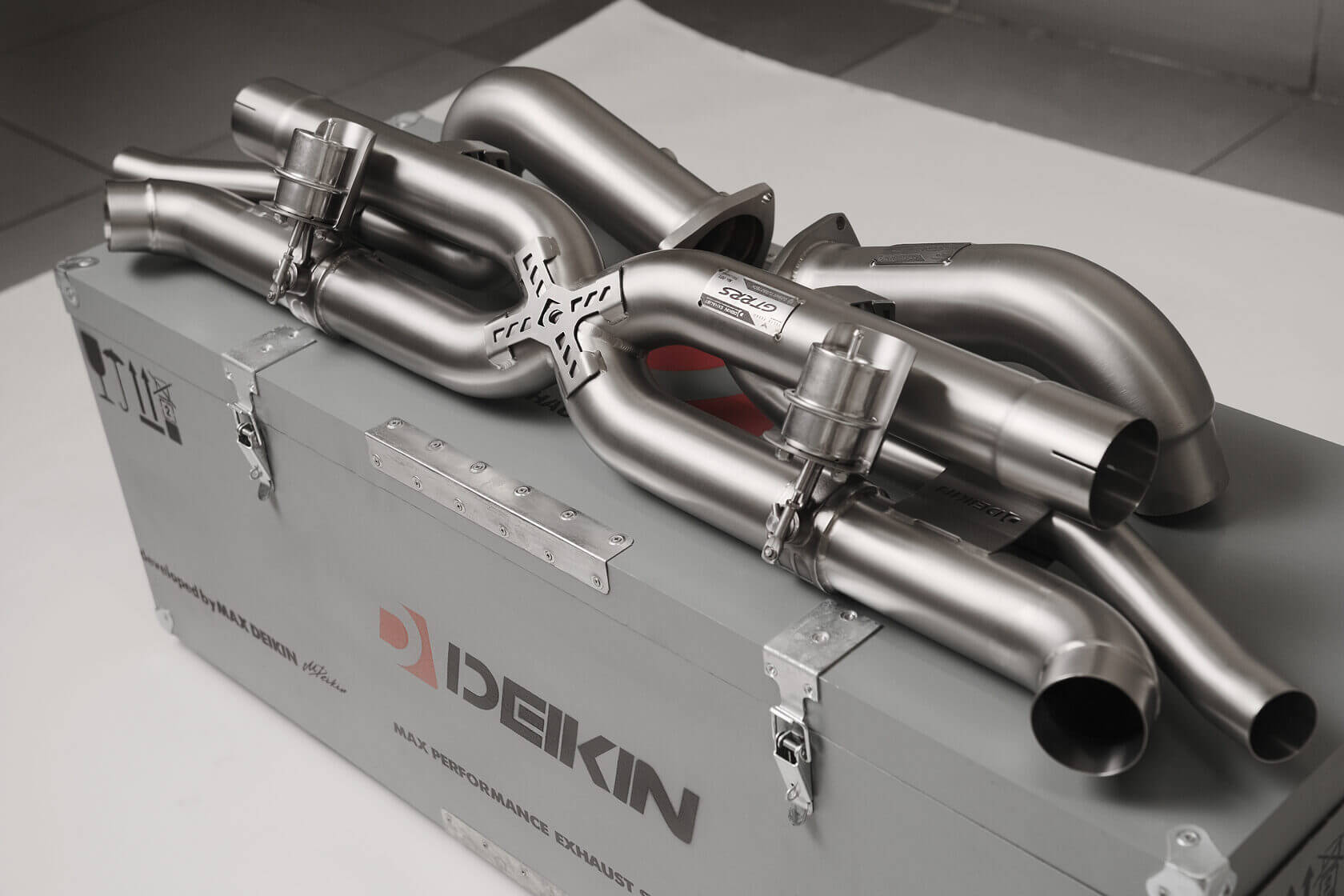 DEIKIN 10-PO.911.T/TS.991.2/R-ES-Ti-00 Exhaust system "Race" Titan for Porsche 911 Turbo/Turbo S (991.2) complete with downpipes without HeatShield Photo-0 