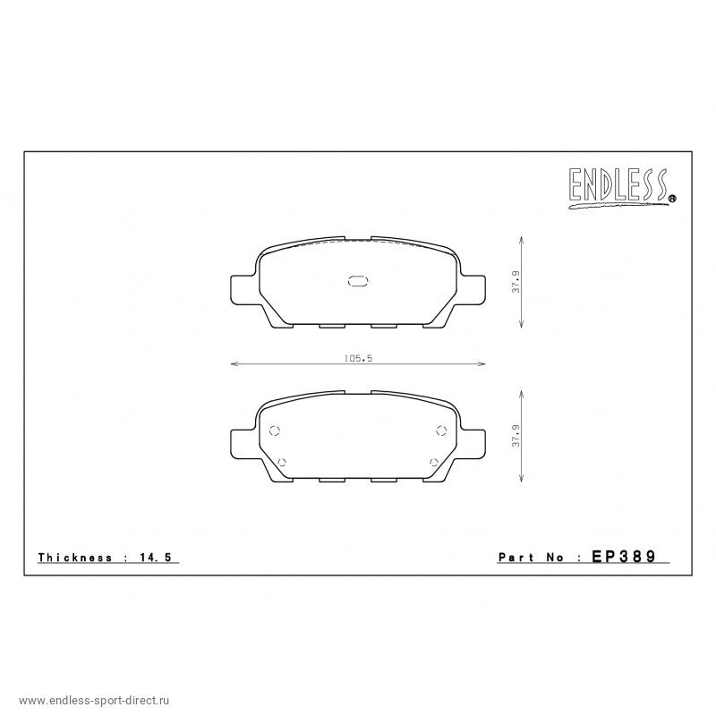 ENDLESS EP389SSY Rear brake pads INFINITI EX35/G35/FX35/45/M35/NISSAN 350Z/MITS LANCER Photo-0 