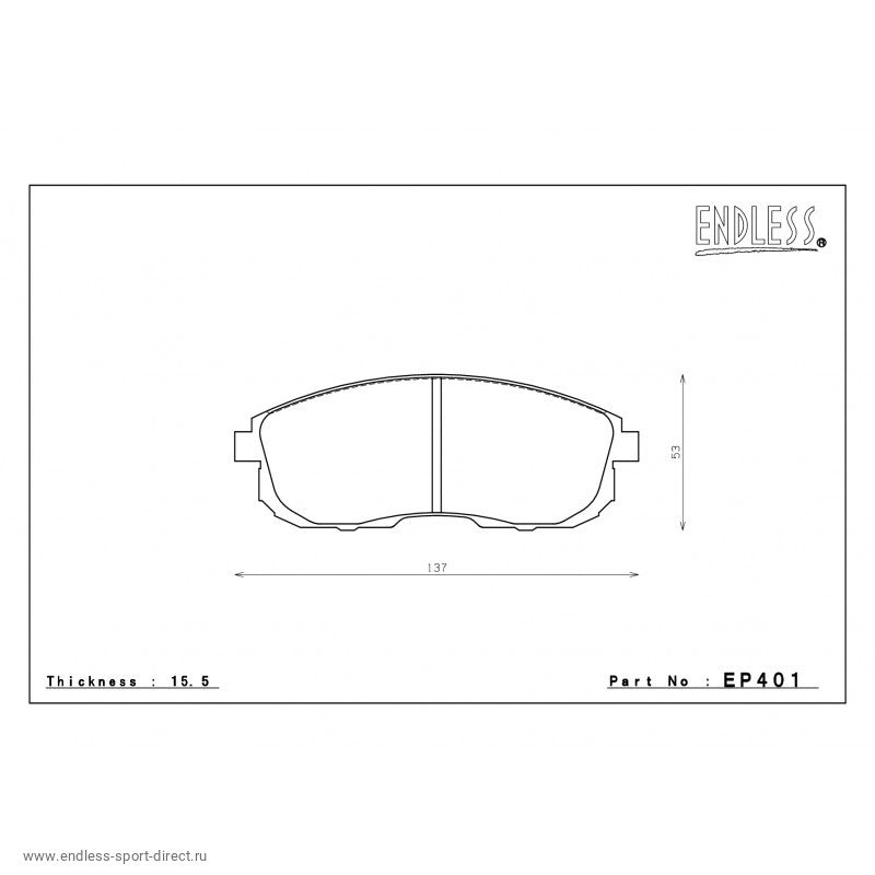 ENDLESS EP401SSY Front brake pads NISSAN JUKE/CUBE/MAXIMA/SENTRA SE/SE-R/SUZUKI SX-4 Photo-0 